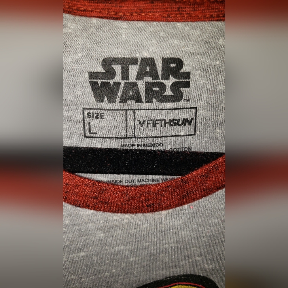 Star Wars Unisex Red/Grey Spacedyed 3/4 Sleeve Baseball Tee Size L NWT - Picture 2 of 7
